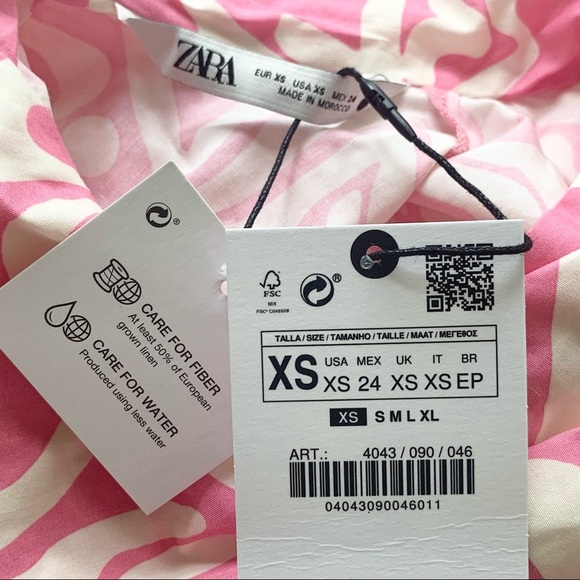 🌸New🌸Zara Long Sleeve Printed Tie Top Xsmall NWT - Picture 8 of 11